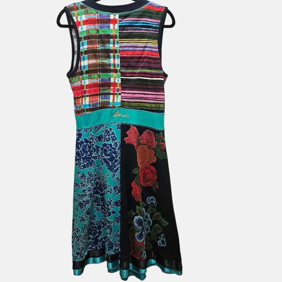 Desigual Women's Patchwork Floral Sleeveless V Neck Midi Dress Size L Boho Art - Picture 2 of 11